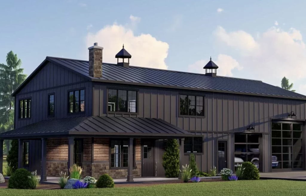 Barndominium Homes, HOA Approval, black house black windows